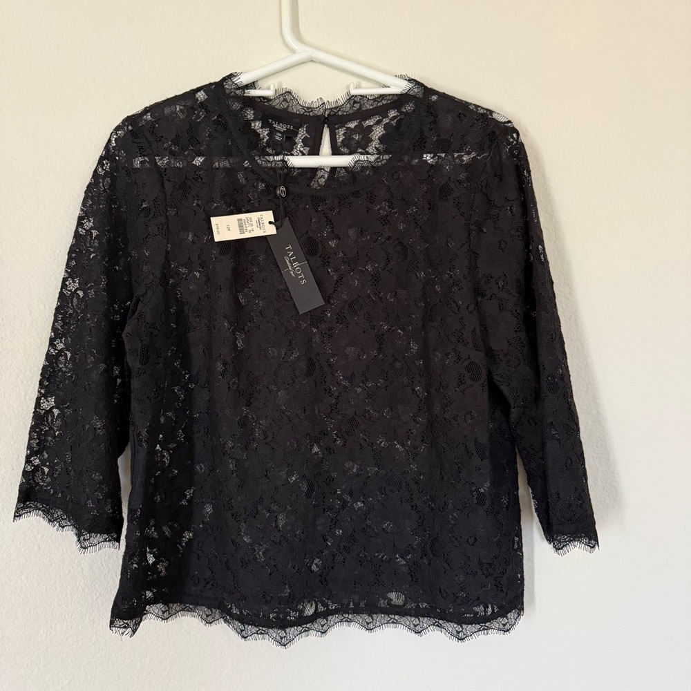 Talbots Black Lace Blouse NWT